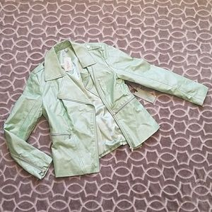 Mint Green Pleather Moto Jacket